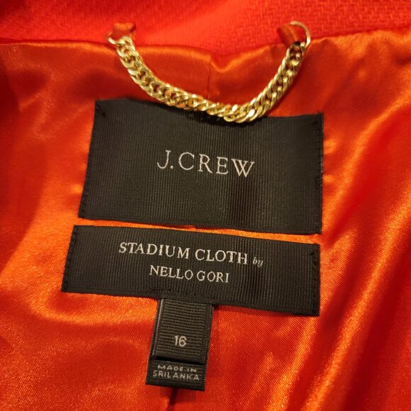 J. Crew Neon Orange Stadium Cloth Nello Gori Cocoon Wool Coat Jacket sz 16 - Picture 6 of 6